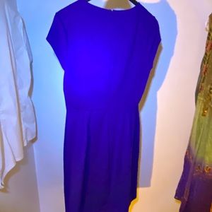 Purple cap-sleeve knee-length dress